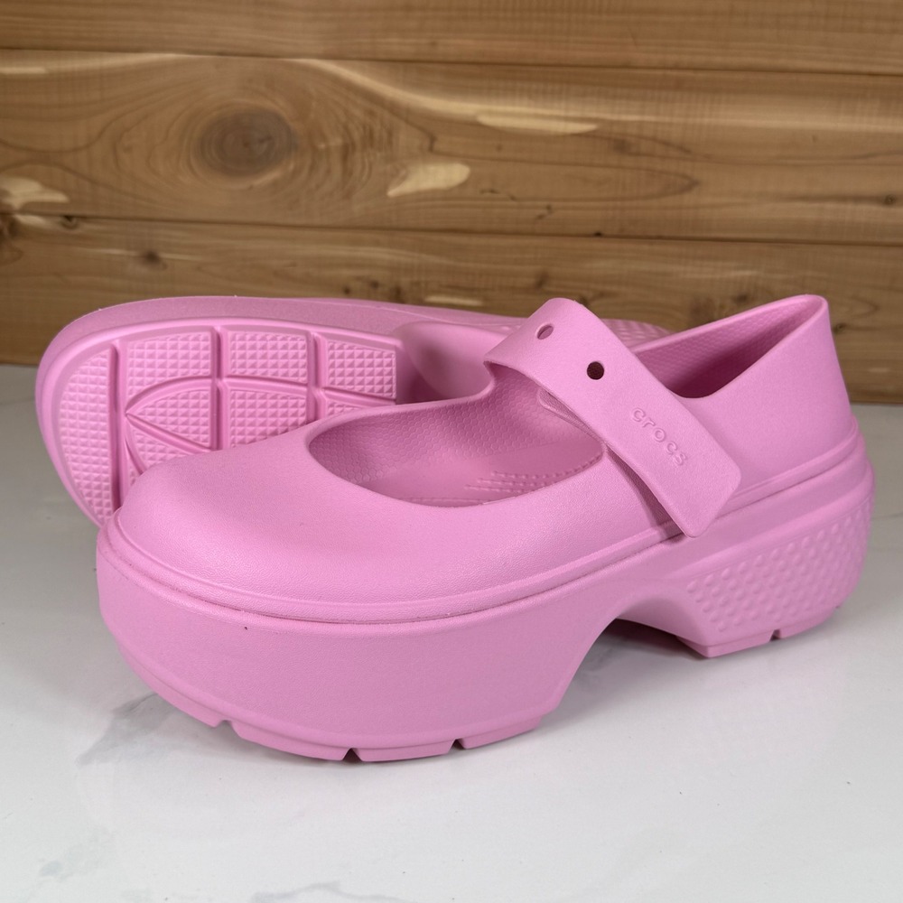 Crocs Stomp Mary Jane Pink Platform Clogs Unissex Womens 11 Mens 9 Chunky